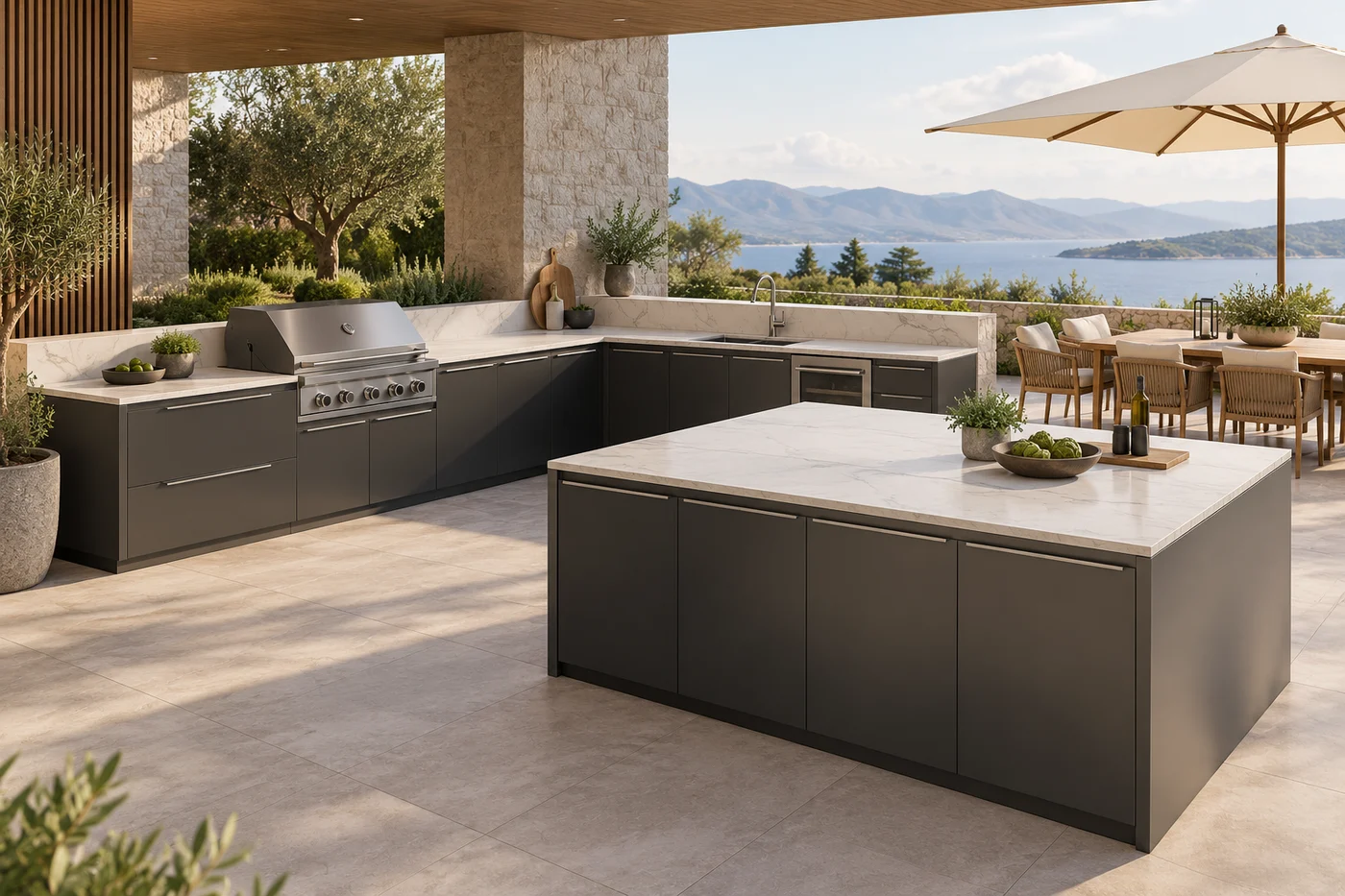 Terrace L Duo — L-Form + Insel — Designkonzept